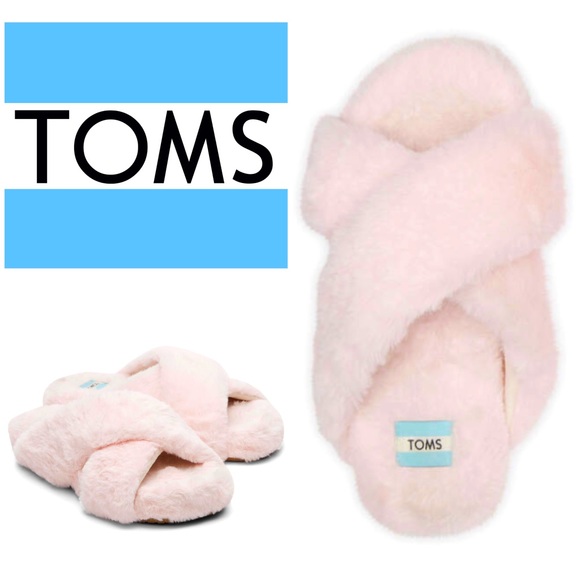 Toms Women's Susie Eva Faux Fur Slip On Slippers Slides Pink Size 9 - Picture 1 of 6